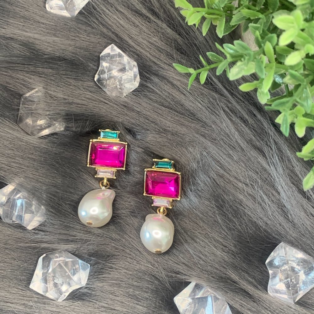 NEW Bambina Diamond-Studded Pearl Ladies Earrings - Picture 4 of 4